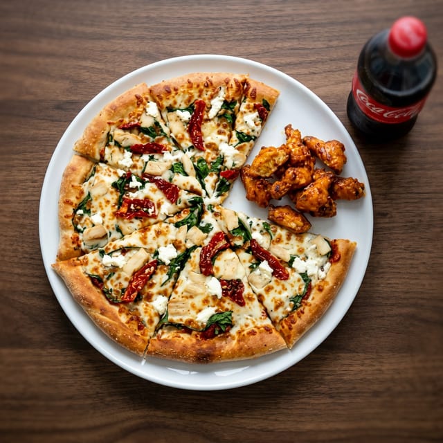 Pizza, Wings & Soda Combo.